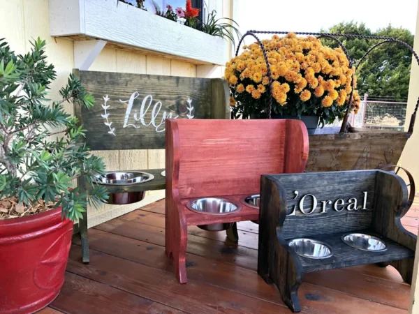 Chow Chair Elevated Feeder with two bowls