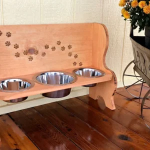 Chow Chair Elevated Feeder with three bowls