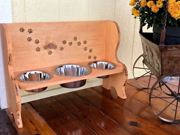 Chow Chair Elevated Feeder with three bowls