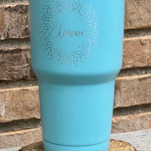 Personalized Wreath Thermal Tumbler with Straw