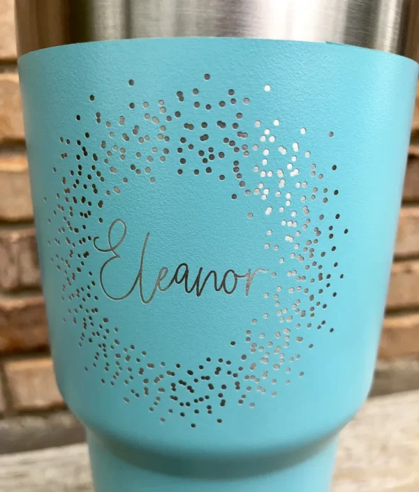 Personalized Wreath Thermal Tumbler with Straw