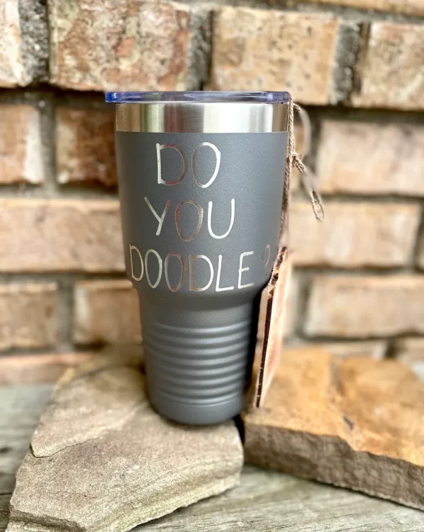 closeup shot of Do You Doodle Thermal Cup 30 oz