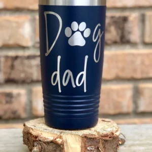 Dog Dad Thermal Tumbler with Straw in Blue Color