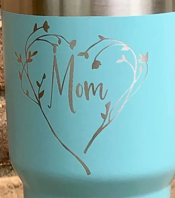 Mom Heart Thermal Tumbler with Straw