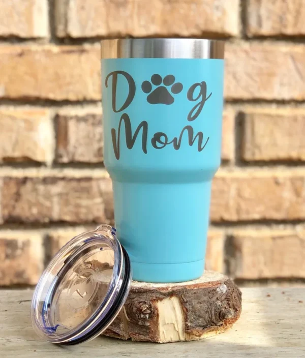 Dog Mom BlueThermal Tumbler with Straw